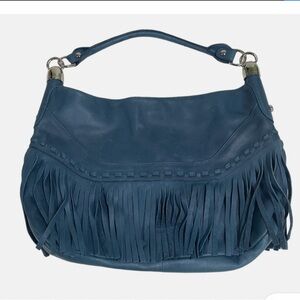 B Makowsky 100% Leather Fringed Fringe 
Hobo Shoulder Bag